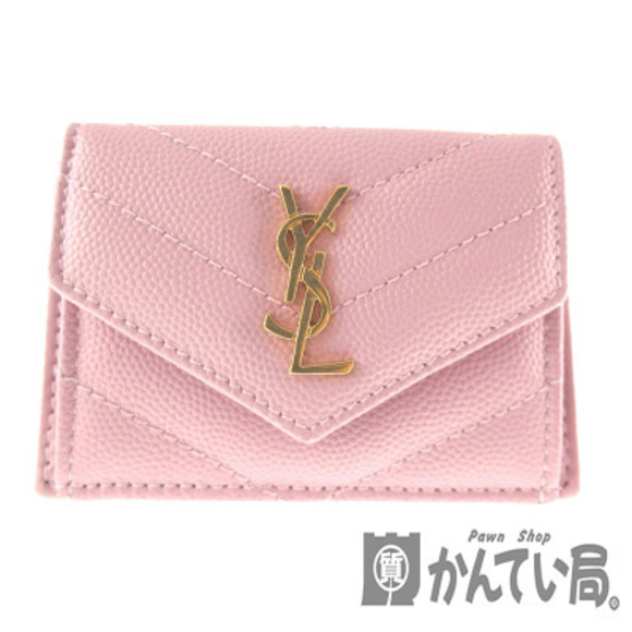 SAINT LAURENT Tri Wallet Leather Pink Accessory - Picture 1 of 6